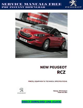 download PEUGEOT RCZ workshop manual