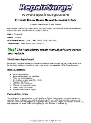 download PLYMOUTH BREEZE workshop manual