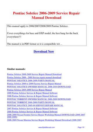 download PONTIAC G5 EBOOK 07 PONTIAC G5 Now workshop manual