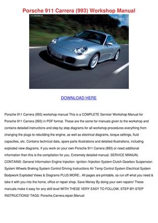 download PORSCHE 911 CARRERA 993 VOLUME 1 General Engine workshop manual