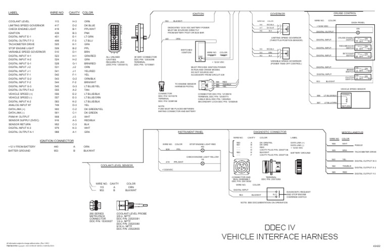 download Peterbilt truck HARNESS DDEC IV Engine Schematic workshop manual