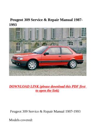 download Peugeot 309 workshop manual