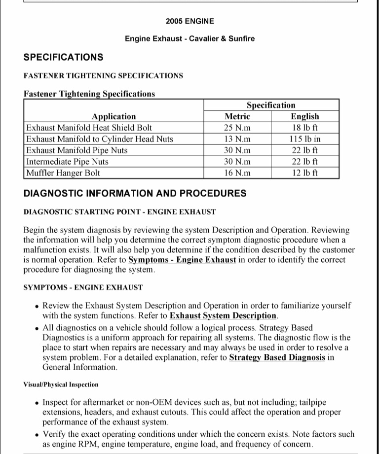 download Pontiac Sunfire workshop manual