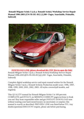 download RENAULT MEGANE SCENIC Manu able workshop manual