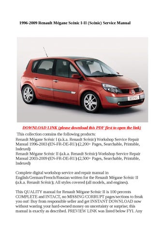 download RENAULT MEGANE SCENIC able workshop manual