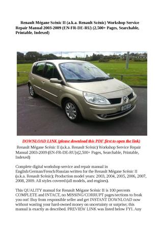 download RENAULT MEGANE SCENIC able workshop manual