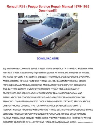 download RENAULT R18 FUEGO workshop manual