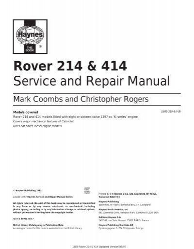 download ROVER 414 workshop manual