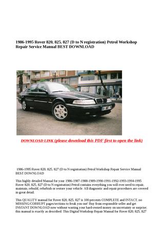 download ROVER 820 825 827 able workshop manual