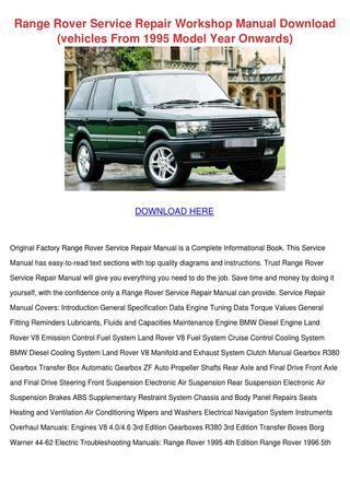 download Range Rover R380 Overhaul donwload workshop manual