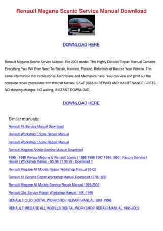 download Renaul Megane Renault Scenic workshop manual