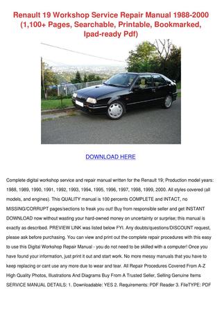 download Renault 19 workshop manual