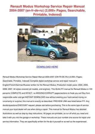 download Renault Modus workshop manual