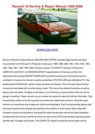 download Renault R19 workshop manual