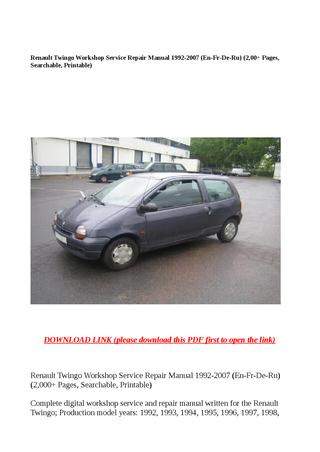 download Renault Twingo EN FR DE RU workshop manual