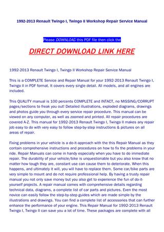 download Renault Twingo II workshop manual