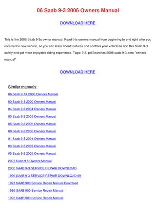 download SAAB 9000Models workshop manual