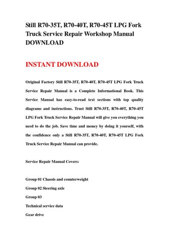 download STILL LPG Fork Truck R70 35T R70 40T R70 45T workshop manual