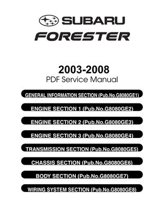 download SUBARU FORESTER SERVCE 03 04 workshop manual
