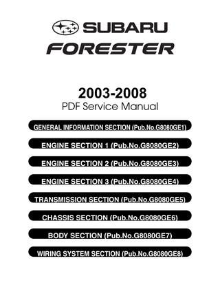 download SUBARU FORESTER SERVCE 03 04 workshop manual