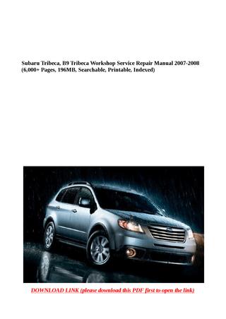 download Subaru Tribeca B9 Tribeca workshop manual