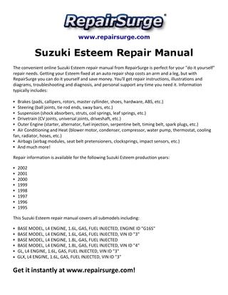 download SUZUKI ESTEEM workshop manual