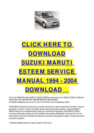 download SUZUKI ESTEEM workshop manual