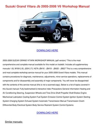download Suzuki Grand Vitara JB workshop manual