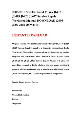 download SUZUKI GRand VITARA JB416 420 workshop manual