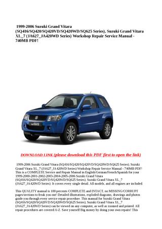 download SUZUKI GRand VITARA SQ 420WD workshop manual