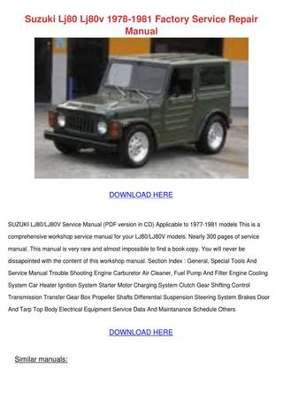 download SUZUKI LJ80 LJ80V workshop manual