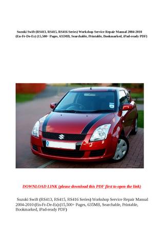 download SUZUKI SWIFT RS415 workshop manual