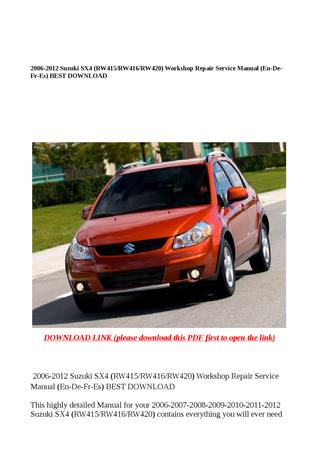 download SUZUKI SX4 RW415 RW416 RW420 workshop manual