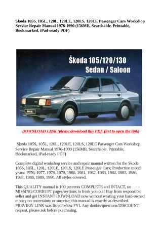 download Skoda 120 LE workshop manual