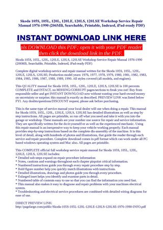 download Skoda 120LS 120LSE workshop manual