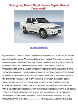 download SsangYong Musso workshop manual