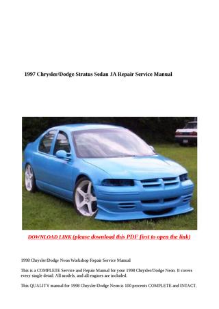 download Stratus Dodge manuals workshop manual