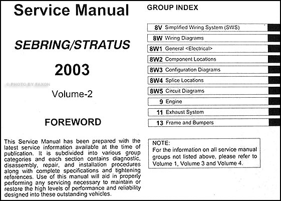 download Stratus Dodge manuals workshop manual