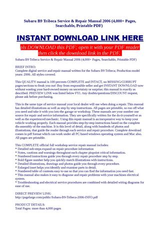 download Subaru B9 Tribeca workshop manual