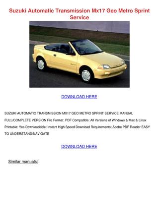 download Suzuki Automatic Transmission Mx17 Geo Metro Sprint workshop manual