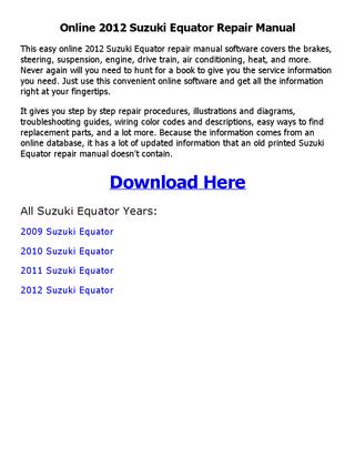 download Suzuki Equator workshop manual
