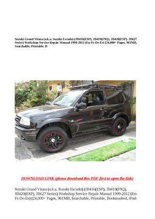 download Suzuki Grand Vitara JB416 JB420 JB627 JB419 workshop manual