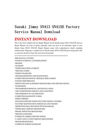 download Suzuki Jimny SN413 workshop manual