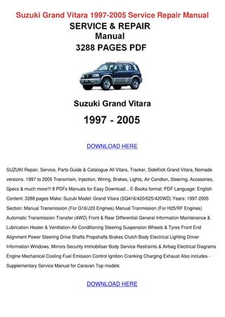 download Suzuki SQ 416 420 625 Grand Vitara workshop manual