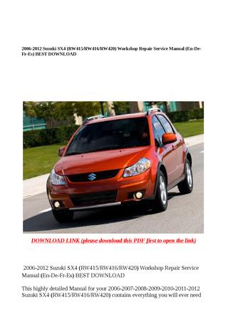 download Suzuki SX4 RW415 RW416 RW420 En De Fr Es workshop manual