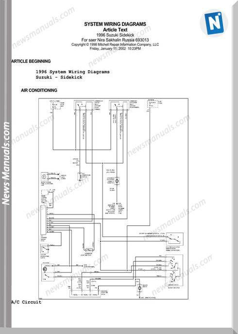 download Suzuki Sidekick workshop manual