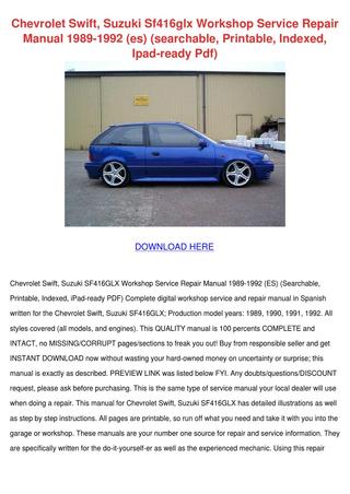 download Suzuki Swift RS415 workshop manual