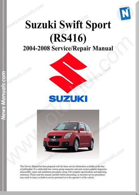 download Suzuki Swift Sport RS416 workshop manual