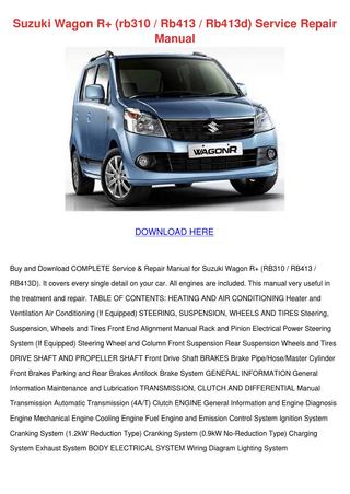 download Suzuki Wagon R+ RB310 RB413 RB413D workshop manual