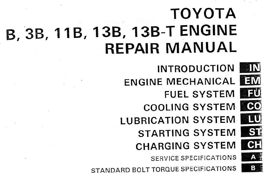 download Toyota 3B B 11B 13B engine manual workshop manual